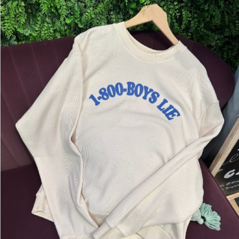 💔LIKE NEW💔 Boys Lie 1-800 Reunion Oversized Thermal Eggshell Crewneck OSO